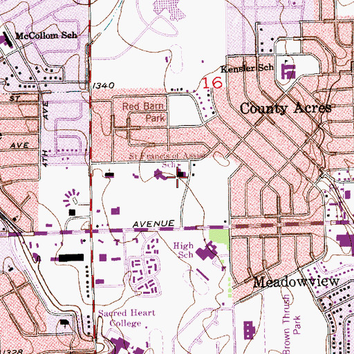 Topographic Map of Saint Francis of Assisi School, KS