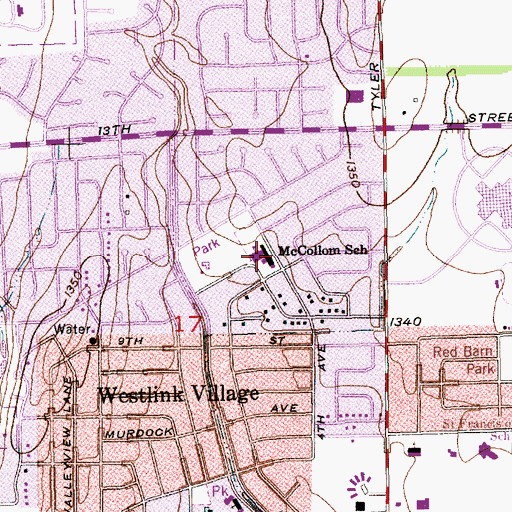 Topographic Map of McCollom Elementary School, KS