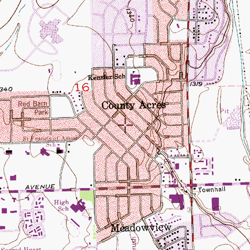 Topographic Map of County Acres, KS