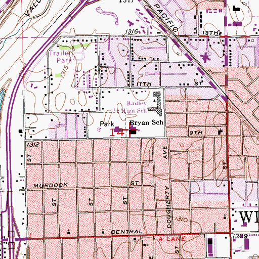 Topographic Map of Bryant Core Knowledge Magnet School, KS