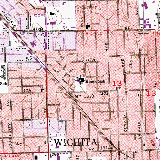 Topographic Map of Black Traditional Magnet Elementary School, KS