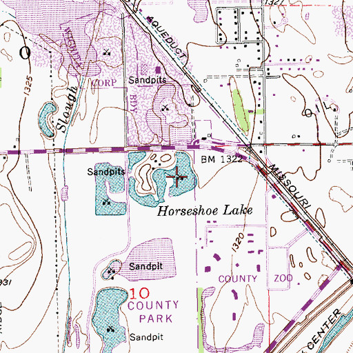Topographic Map of Horseshoe Lake, KS
