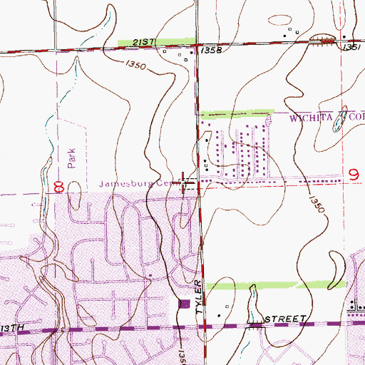 Topographic Map of Jamesburg Cemetery, KS