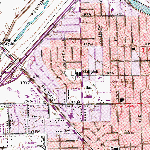 Topographic Map of OK  Elementary School, KS