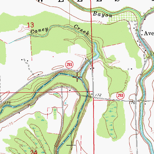 Topographic Map of Caney Creek, AR