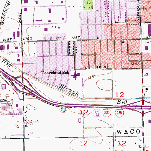 Topographic Map of Cleveland Traditional Magnet Elementary School, KS