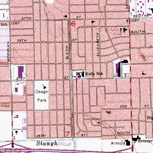 Topographic Map of Kelly Liberal Arts Academy, KS