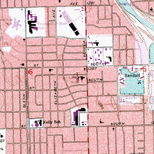 Topographic Map of Saint Anne Catholic School, KS