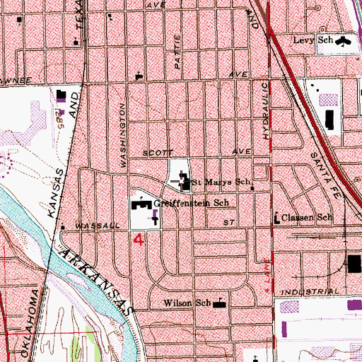 Topographic Map of Saint Margaret Mary Catholic School, KS