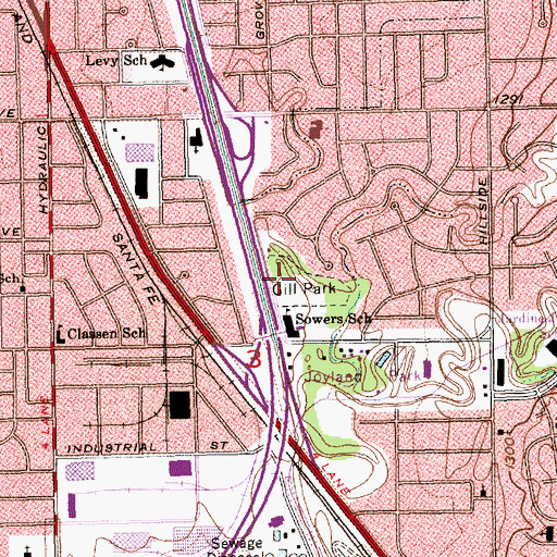 Topographic Map of Gill Park, KS