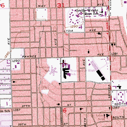 Topographic Map of Truesdell Middle School, KS