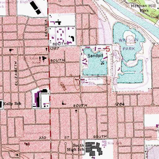 Topographic Map of Knight Elementary School (historical), KS