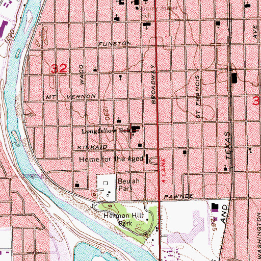 Topographic Map of Longfellow Elementary School, KS