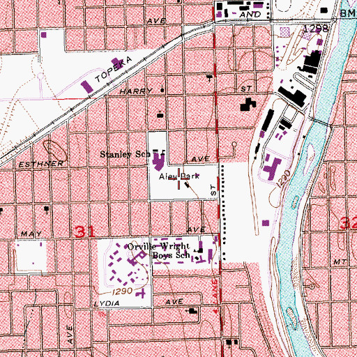 Topographic Map of Aley Park, KS