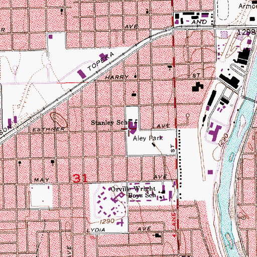 Topographic Map of Stanley Elementary School, KS