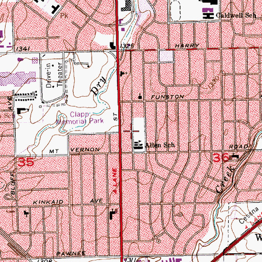 Topographic Map of Allen Elementary School, KS