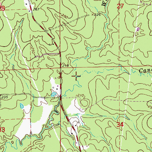 Topographic Map of Caney Creek, AR