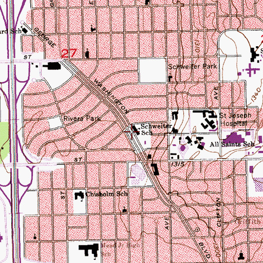 Topographic Map of Schweiter School, KS