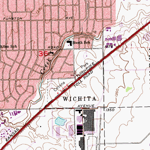 Topographic Map of Cessna Park, KS