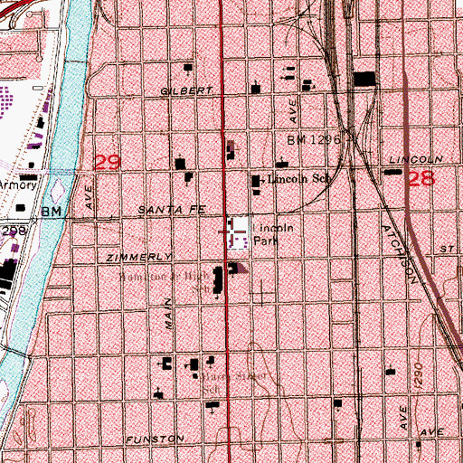 Topographic Map of Lincoln Park, KS