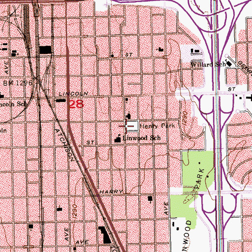 Topographic Map of Henry Park, KS