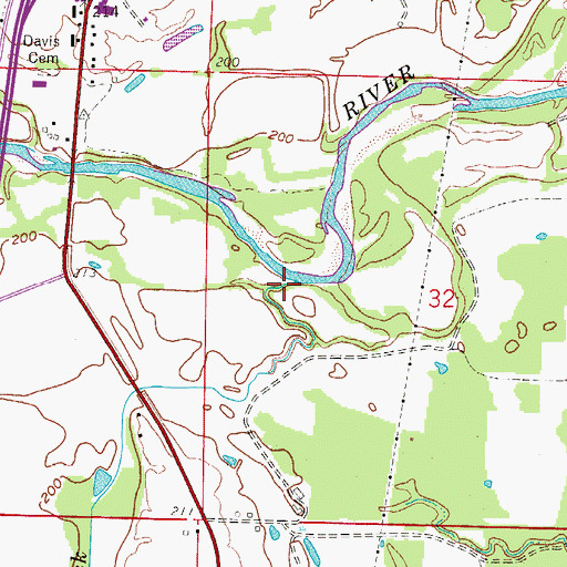 Topographic Map of Caney Creek, AR
