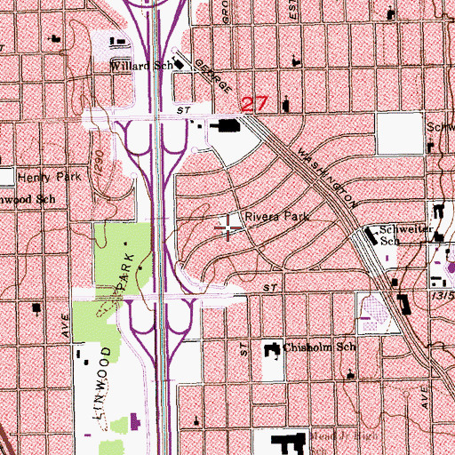 Topographic Map of Rivera Park, KS