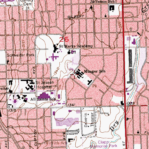 Topographic Map of Munger School (historical), KS