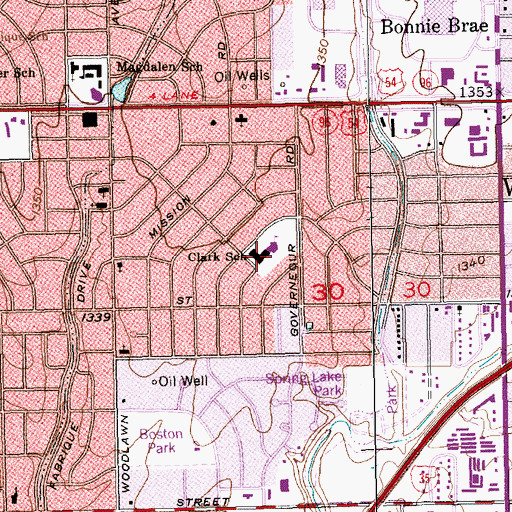 Topographic Map of Clark Elementary School, KS