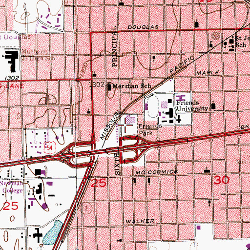 Topographic Map of Friends Park, KS