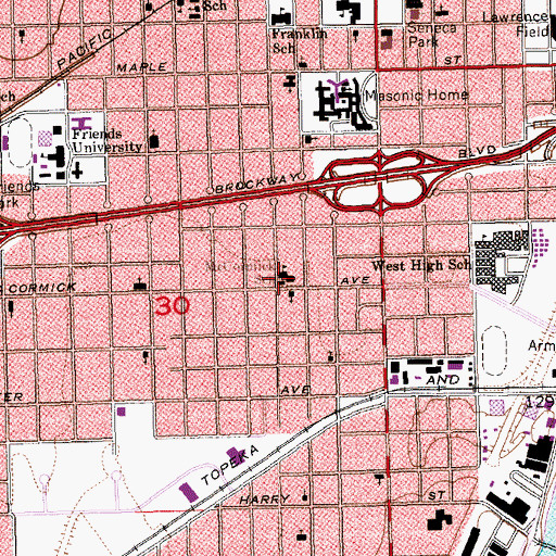 Topographic Map of McCormick School (historical), KS