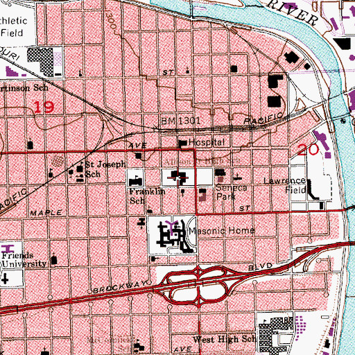 Topographic Map of Allison Traditional Magnet Middle School, KS