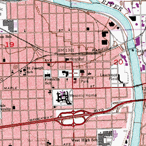 Topographic Map of Seneca Park, KS