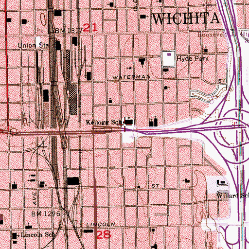 Topographic Map of Kellogg Science Magnet Elementary School, KS