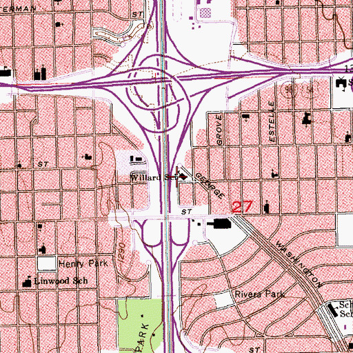 Topographic Map of Willard School (historical), KS