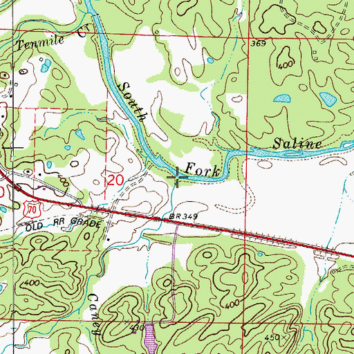 Topographic Map of Caney Creek, AR