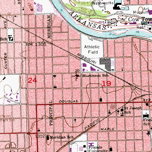 Topographic Map of Martinson School (historical), KS