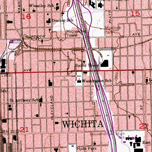Topographic Map of Washington Accelerated Learning Elementary School, KS