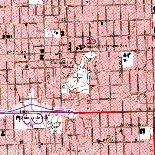 Topographic Map of College Hill Park, KS