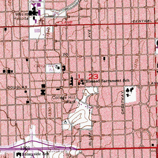 Topographic Map of Blessed Sacrament Catholic School, KS