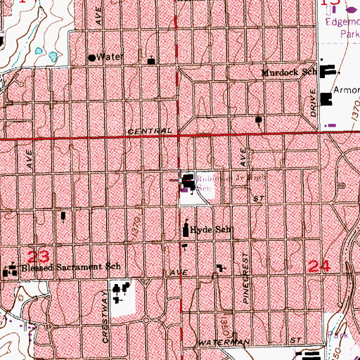 Topographic Map of Robinson Middle School, KS