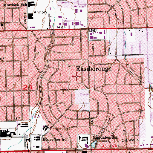 Topographic Map of Eastborough, KS