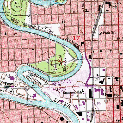 Topographic Map of Central Riverside Park, KS