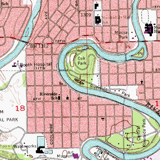 Topographic Map of North Riverside Park, KS