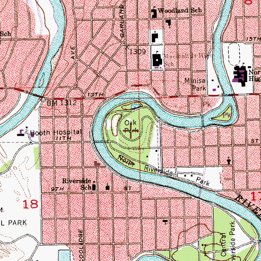 Topographic Map of Oak Park, KS