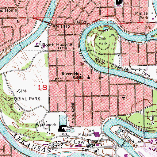 Topographic Map of Riverside Leadership Magnet Elementary School, KS