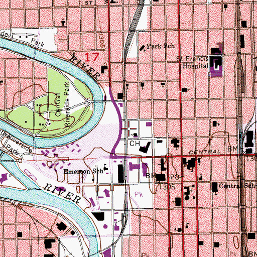 Topographic Map of Douglas School, KS