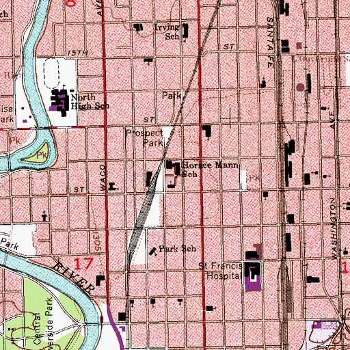 Topographic Map of Horace Mann Dual Language Magnet School, KS
