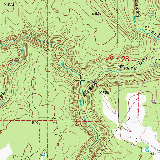 Topographic Map of Caney Creek, AR