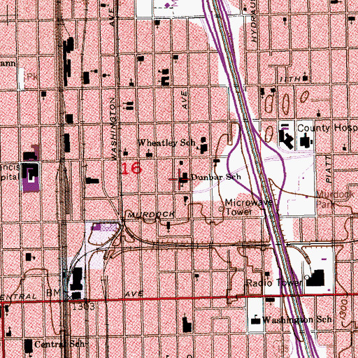 Topographic Map of Dunbar Adult Learning Center - Wichita Public Schools, KS